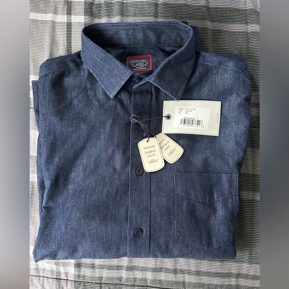 UNTUCKit Dark Blue Cotton Button Down Shirt - *NWT*